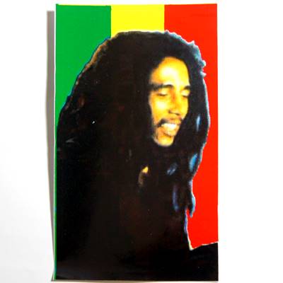 ボブ・マーリー（Bob Marley） ラスタシール23 3枚セット【特価品】 1枚元販売価格350円（税別）のところ→3枚で480円（税別） 大きさ：8ｃｍ×14ｃｍ ※レトロ商品のため、多少のしわ