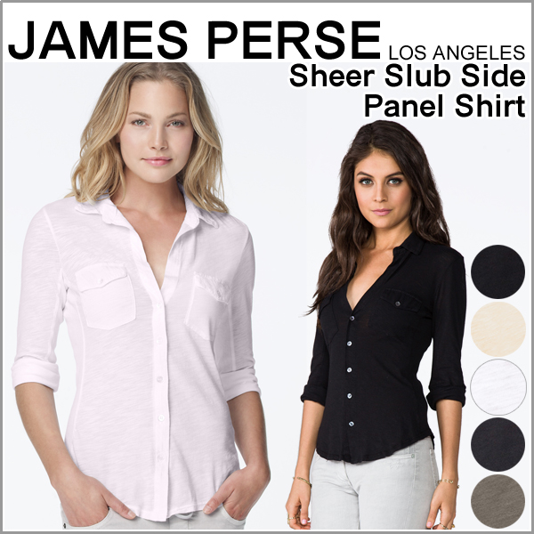 ■ブランドJames Perse【ジェームスパース】■商品名Sheer Slub Side Panel Shirt【シアー スラブ サイド パネル シャツ】コントラストパネルシャツ■商品紹介デコルテラ