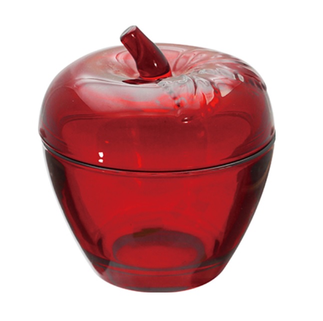 ★送料無料★【リンゴのケース RED】蓋付き 置物 かわいい アクセサリーケース 収納 小物入れ ガラスケース 赤色 オブジェ 飾り りんご