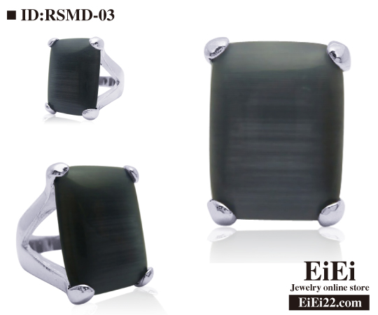 RSMD-03 キャッツアイリング パワーストーンアクセサリー 猫目石天然石指輪 （灰色）