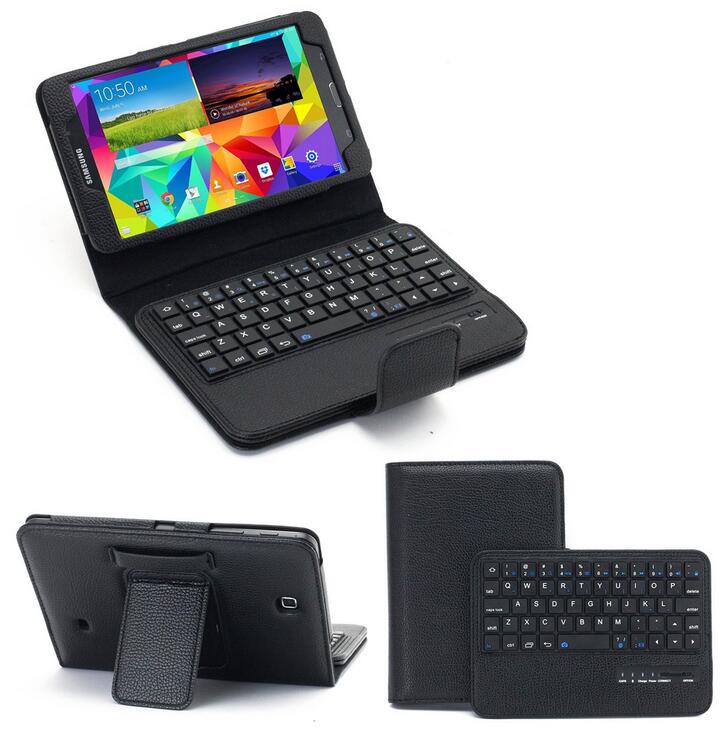 訳あり Galaxy Tab4 7.0インチ 用 PUレザー ケース付 分離式 Bluetooth 3.0 ワイヤレス キーボード スタンド機能 T230(ブラック、ホワイ