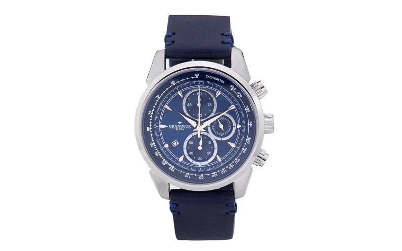 ≪ 安心の日本製 ≫[GRANDEUR PLUS]紳士用 クロノグラフ 腕時計 最高級イタリアンレザーベルト GRP-001-w2【送料無料】