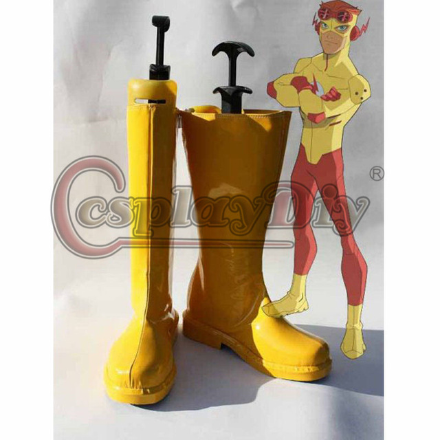 高品質 高級 オーダーメイド ブーツ 靴 シューズ フラッシュ 風 Marvel Comic Cosplay Boots Superhero Flash Yellow Halloween