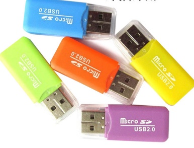 本日限定「タイプB キャップ付」USB カードリーダー microSD/microSDHCカード対応 8GB 16GB 32GB 64GBまで 色指定不可[メール便発送]