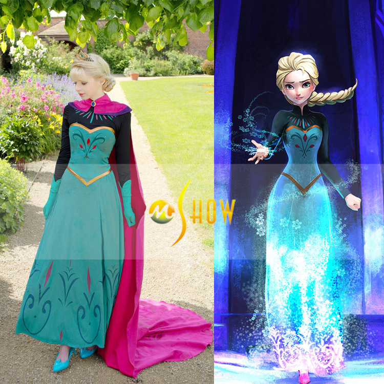 高品質 高級コスプレ衣装 ディズニー風 アナと雪の女王 アナ/エルサ ドレス Frozen Elsa Costume Adult Women Halloween