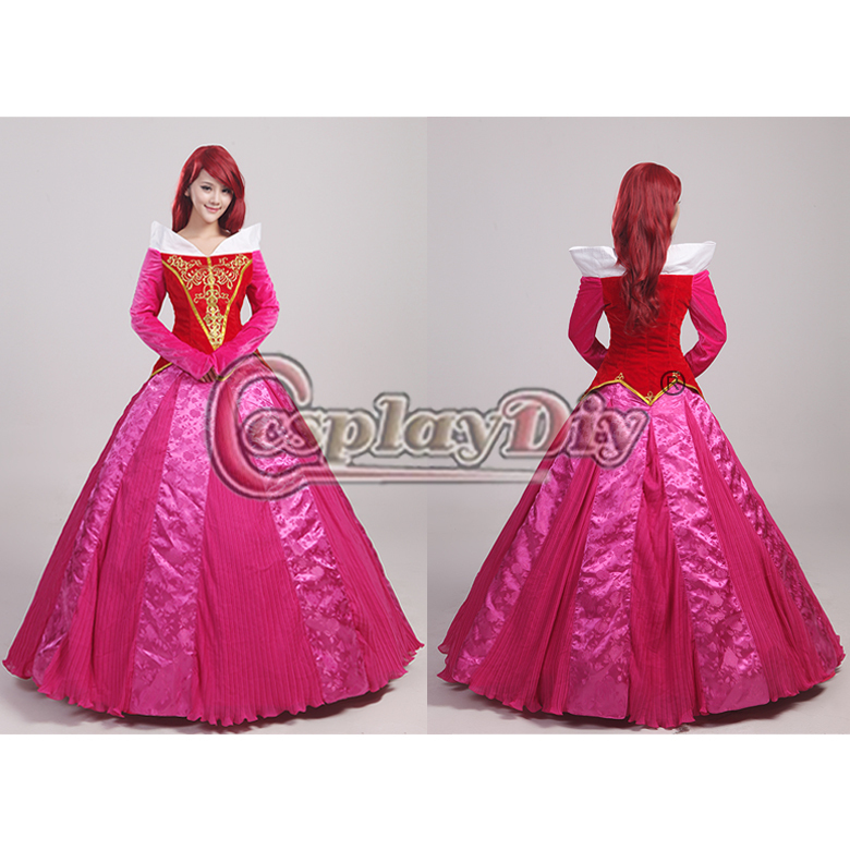 高品質 高級コスプレ衣装 ハロウィン ディズニー 眠れる森の美女 風 オーロラ姫 タイプ Beauty Aurora Princess Dress