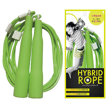 縄跳び（なわとび）【HYBRID ROPE ハイブリッドロープ 2.5ｍ (ライトグリーン)小学生向き】カシマヤ製作所