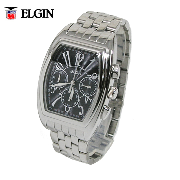 送料無料 エルジン/ELGIN クロノグラフ トノー型 メンズ腕時計 FK1215S-B