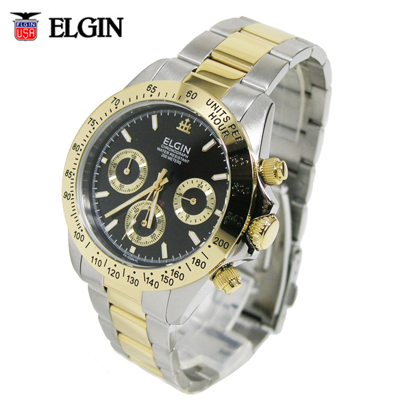 送料無料 エルジン/ELGIN クロノグラフ 20気圧防水 メンズ腕時計 FK1059TG-B