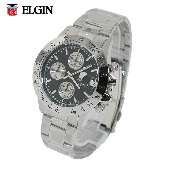 送料無料 エルジン/ELGIN クロノグラフ 20気圧防水 メンズ腕時計 FK1184S-B