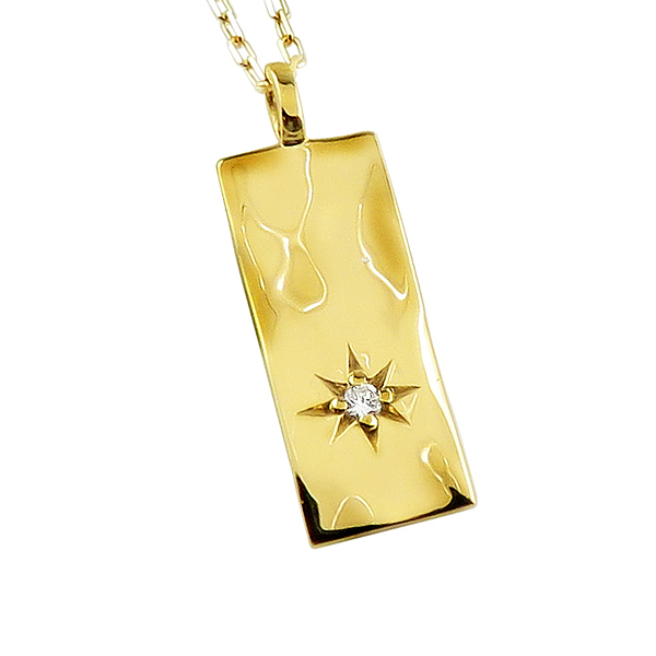 ネックレス 18金 長方形 一粒 ダイヤモンド 1石 ペンダント ゴールド K18 クリスマス ホワイトデー 送料無料