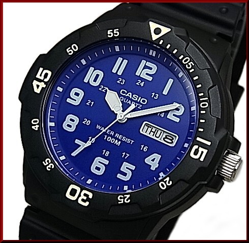 CASIO【カシオ/スタンダード】アナログクォーツ メンズ腕時計 ラバーベルト ネイビー文字盤 海外モデル MRW-200H-2B2（送料無料）