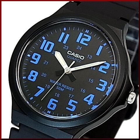 CASIO【カシオ/スタンダード】アナログクォーツ メンズ腕時計 ラバーベルト ブラック/ブルー 海外モデル MW-240-2B（送料無料）
