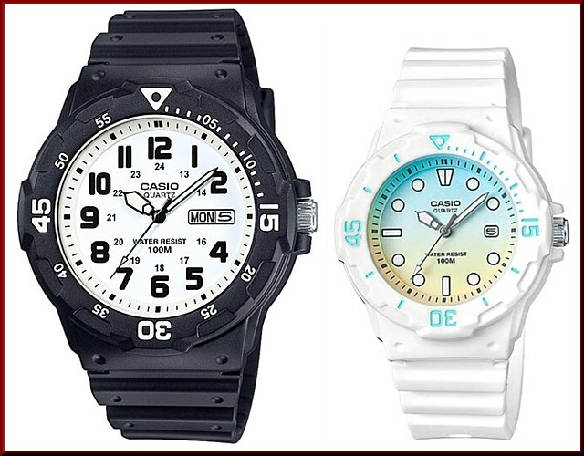 CASIO【カシオ/スタンダード】アナログクォーツ ペアウォッチ 腕時計 ラバー ブラック/ホワイト 海外モデル MRW-200H-7B/LRW-200H-2E2（