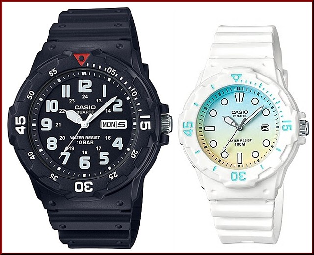 CASIO【カシオ/スタンダード】アナログクォーツ ペアウォッチ 腕時計 ラバー ブラック/ホワイト 海外モデル MRW-200H-1B/LRW-200H-2E2（