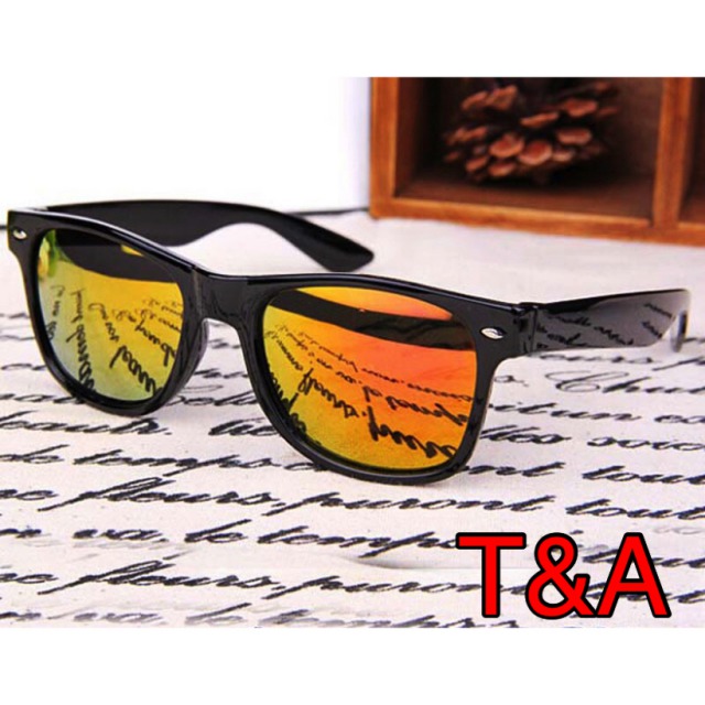 2 ウェリントン ミラーサングラス 伊達眼鏡 眼鏡ミラーレンズ 紫外線カット 日焼け対策 ブラック ゴールド メンズ レディース