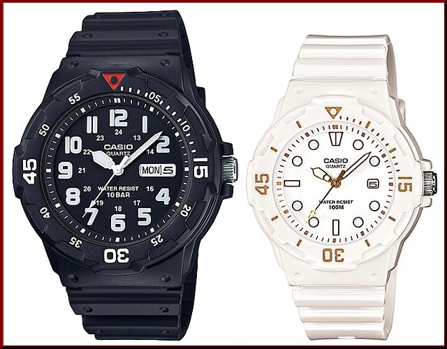 CASIO【カシオ/スタンダード】アナログクォーツ ペアウォッチ 腕時計 ラバー ブラック/ホワイト 海外モデル MRW-200H-1B/LRW-200H-7E2（