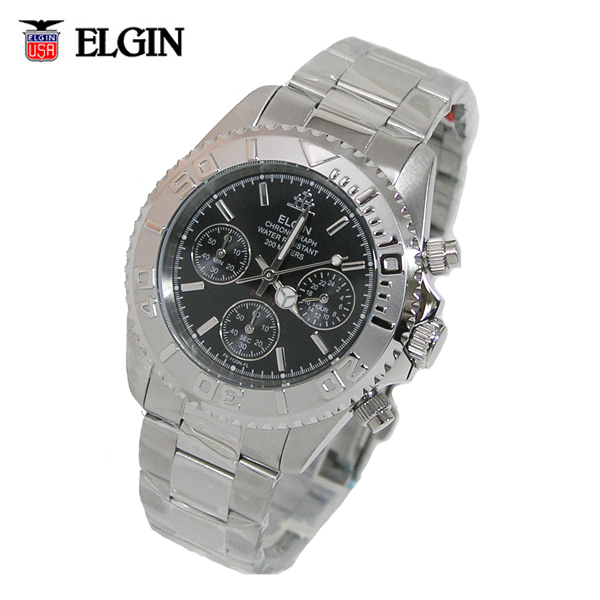 送料無料 エルジン/ELGIN クロノグラフ 20気圧防水 メンズ腕時計 FK1120S-B