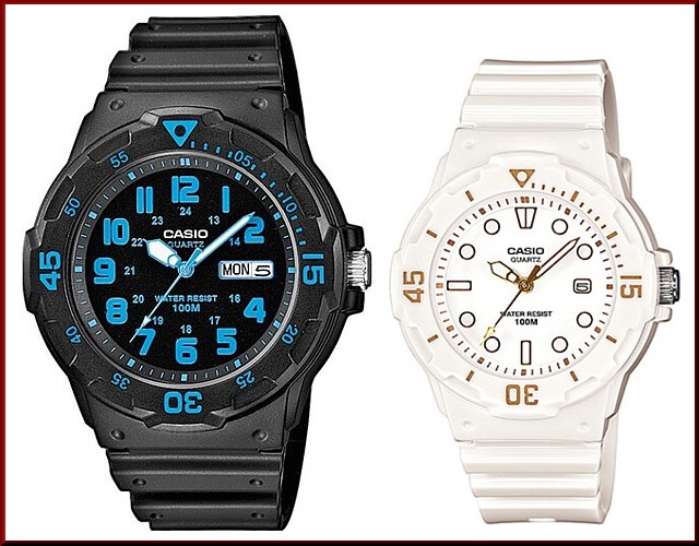 CASIO【カシオ/スタンダード】アナログクォーツ ペアウォッチ 腕時計 ラバー ブラック/ホワイト 海外モデル MRW-200H-2B/LRW-200H-7E2（