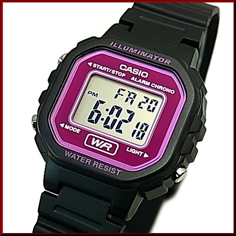 CASIO【カシオ/スタンダード】アラームクロノグラフ レディース腕時計 デジタルモデル ラバーベルト【海外モデル】LA-20WH-4A（送料無料
