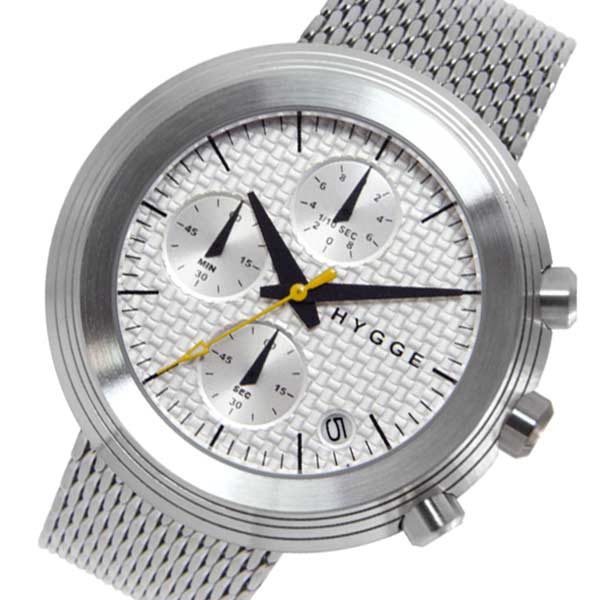 【HYGGE/ヒュッゲ】ボーイズ腕時計 クロノグラフ ホワイト文字盤 メタルベルト MSM2312CCH（送料無料）