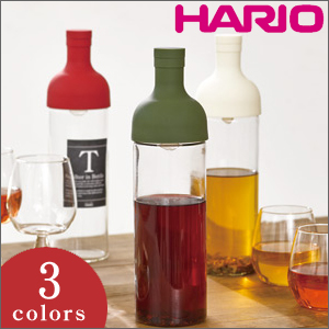 ハリオ ワインボトル型水出し茶用ボトル・フィルターインボトル750ml レッド 茶漉し付き