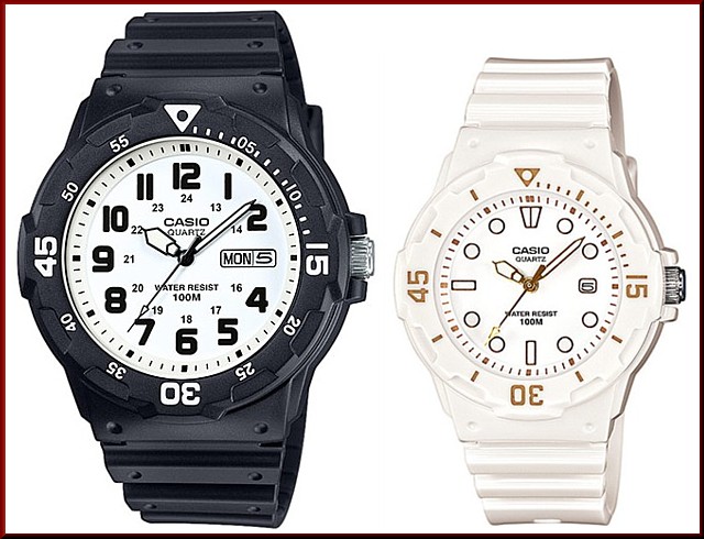 CASIO【カシオ/スタンダード】アナログクォーツ ペアウォッチ 腕時計 ラバー ブラック/ホワイト 海外モデル MRW-200H-7B/LRW-200H-7E2（