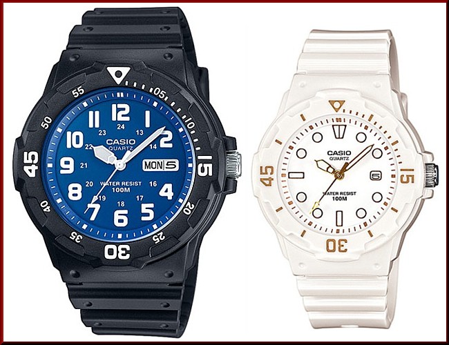 CASIO【カシオ/スタンダード】アナログクォーツ ペアウォッチ 腕時計 ラバー ブラック/ホワイト 海外モデル MRW-200H-2B2/LRW-200H-7E2（